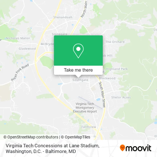 Virginia Tech Concessions at Lane Stadium map