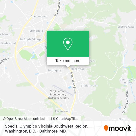 Special Olympics Virginia-Southwest Region map