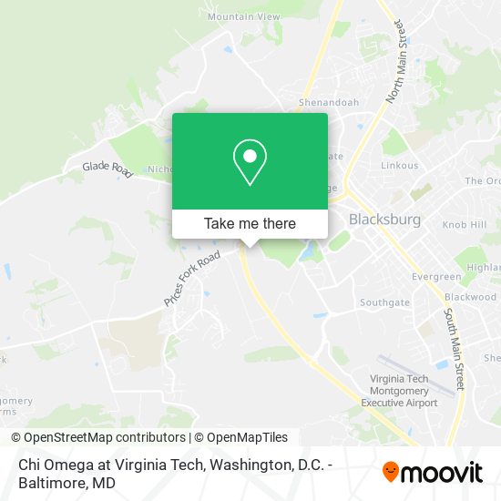 Mapa de Chi Omega at Virginia Tech
