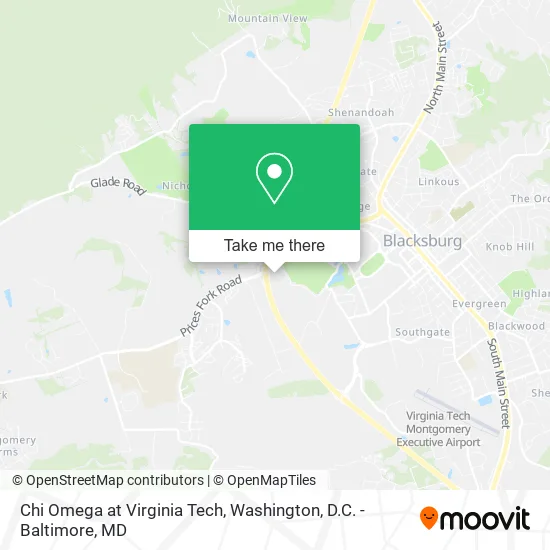Chi Omega at Virginia Tech map