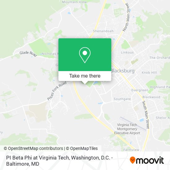 PI Beta Phi at Virginia Tech map