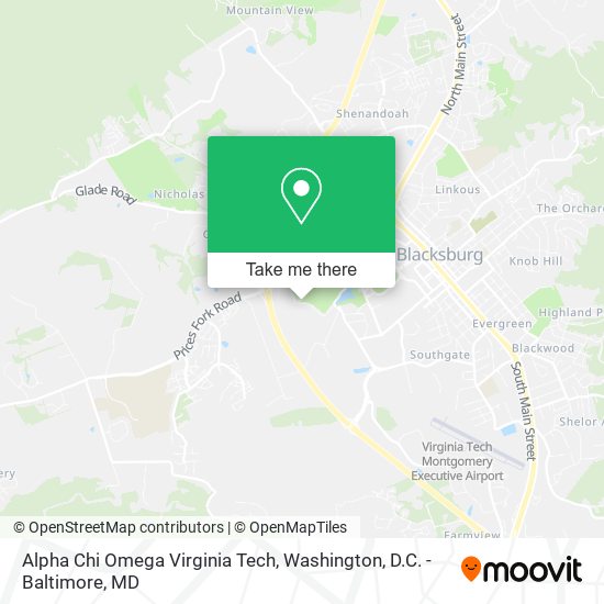 Alpha Chi Omega Virginia Tech map