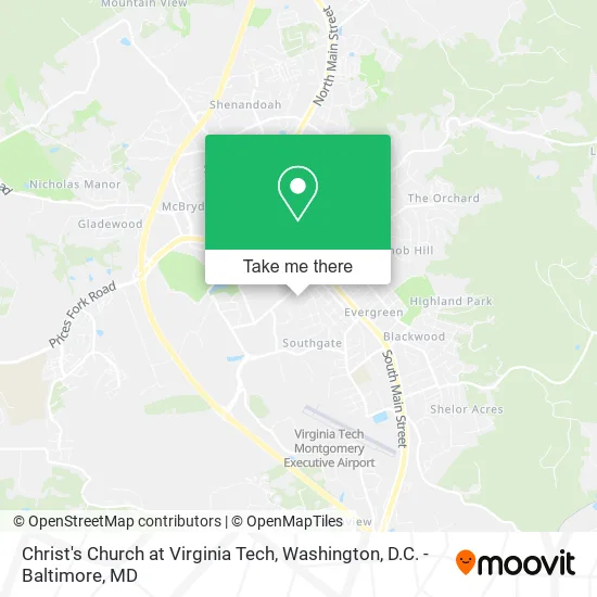 Christ's Church at Virginia Tech map