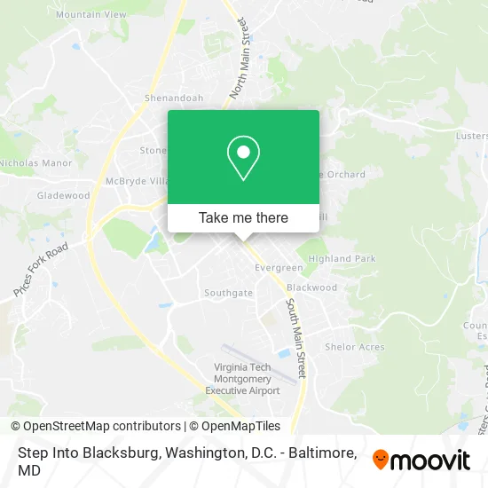 Step Into Blacksburg map