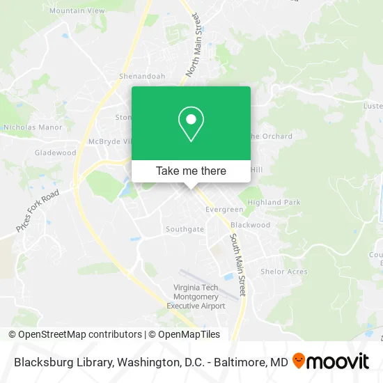 Blacksburg Library map