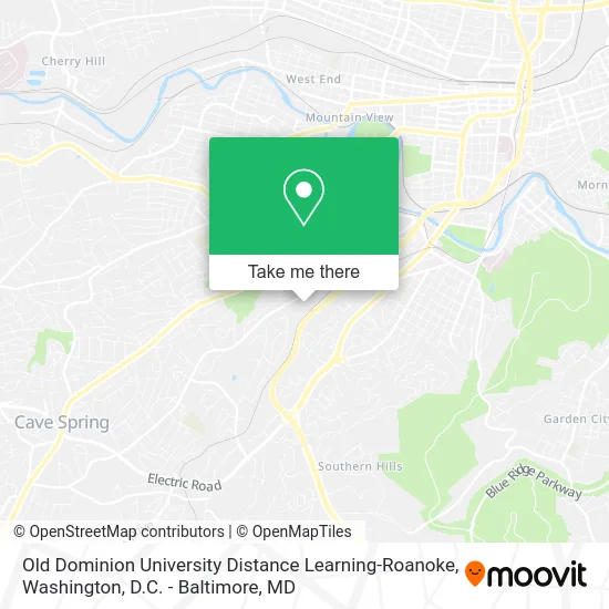Old Dominion University Distance Learning-Roanoke map