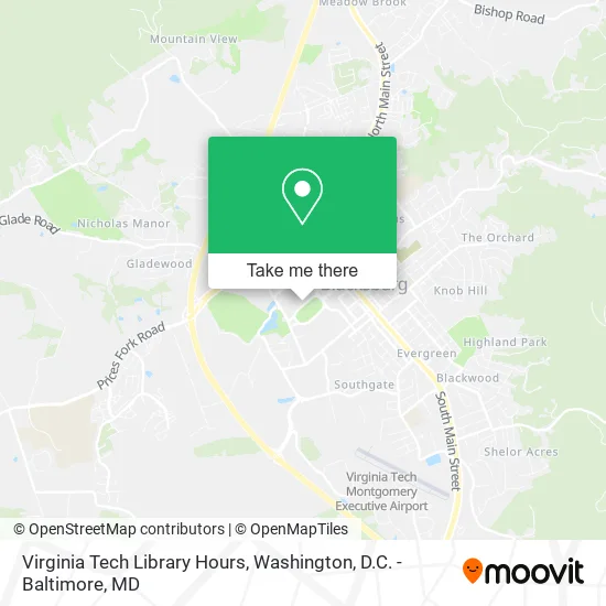 Mapa de Virginia Tech Library Hours