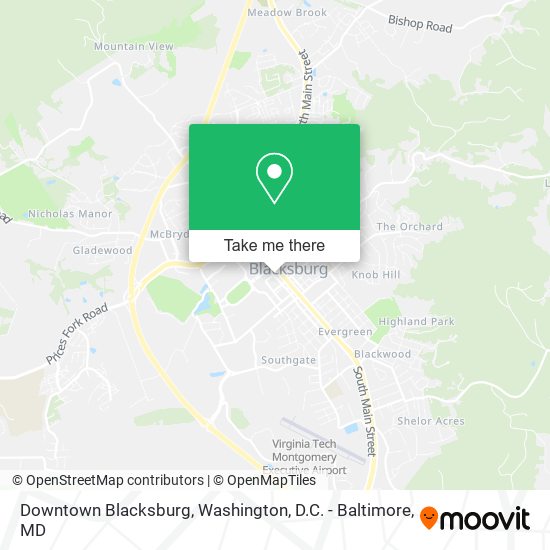 Downtown Blacksburg map