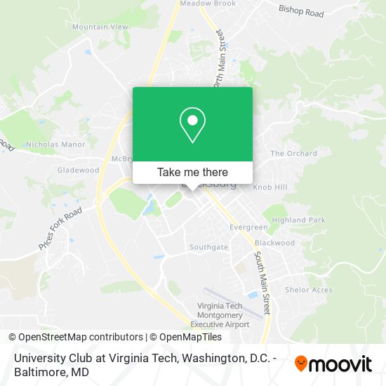 Mapa de University Club at Virginia Tech