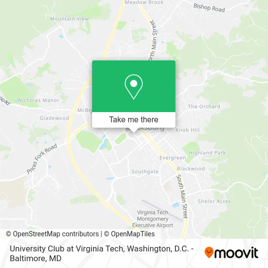 University Club at Virginia Tech map