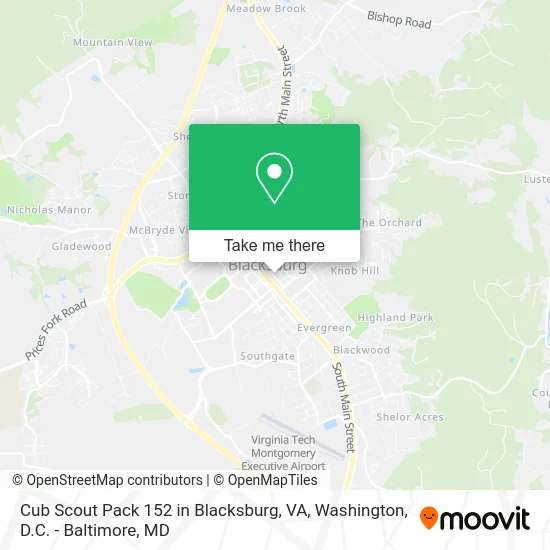 Cub Scout Pack 152 in Blacksburg, VA map