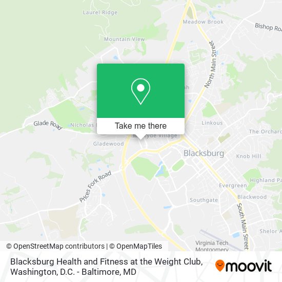 Blacksburg Health and Fitness at the Weight Club map