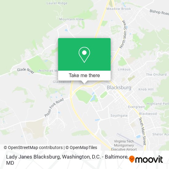 Lady Janes Blacksburg map