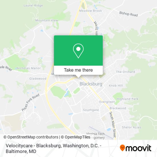 Velocitycare - Blacksburg map