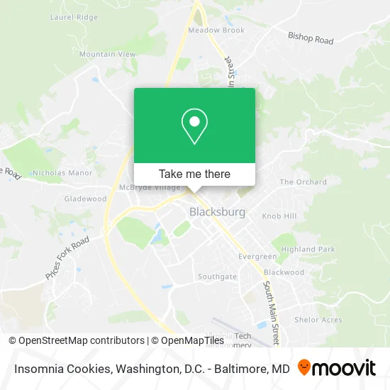 Mapa de Insomnia Cookies