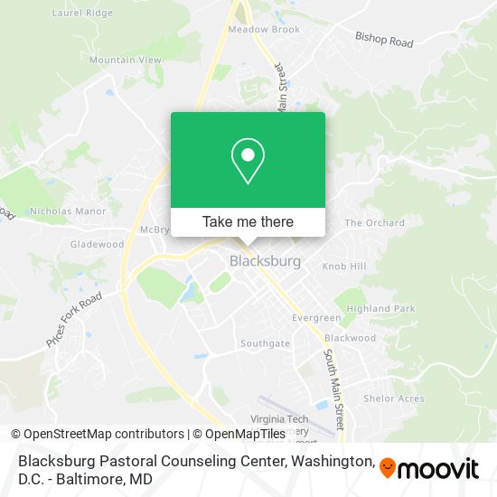 Blacksburg Pastoral Counseling Center map