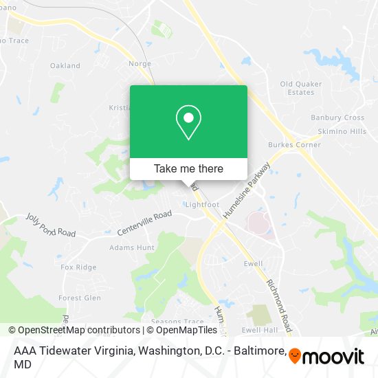 Mapa de AAA Tidewater Virginia