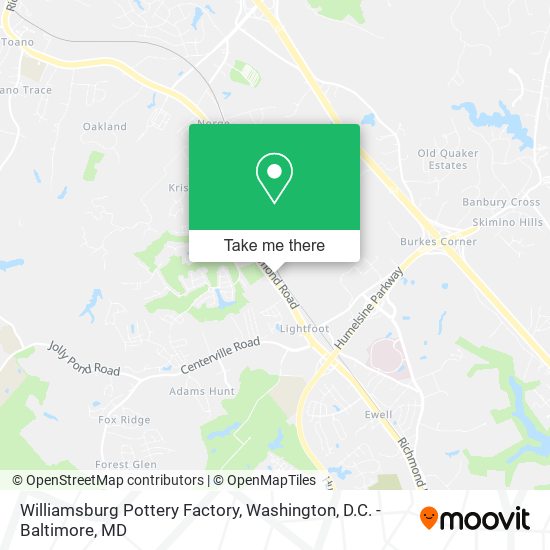 Mapa de Williamsburg Pottery Factory
