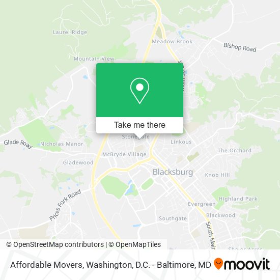 Affordable Movers map
