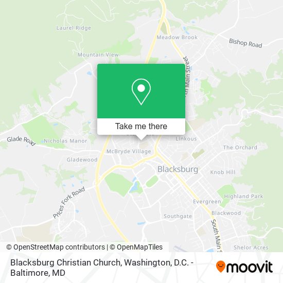 Blacksburg Christian Church map