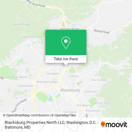 Mapa de Blacksburg Properties North LLC