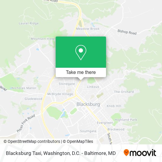 Blacksburg Taxi map