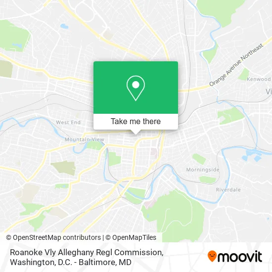 Mapa de Roanoke Vly Alleghany Regl Commission