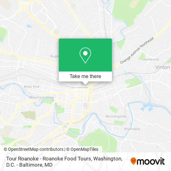 Mapa de Tour Roanoke - Roanoke Food Tours