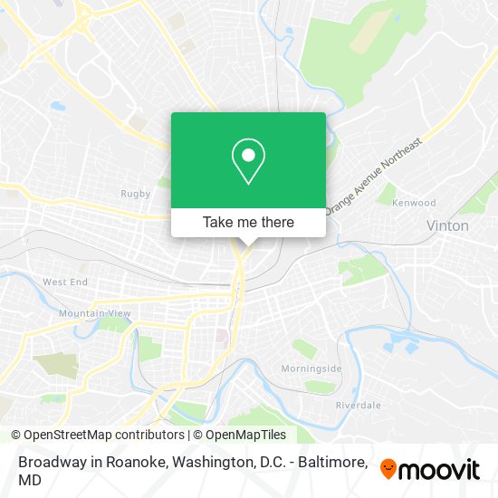 Broadway in Roanoke map