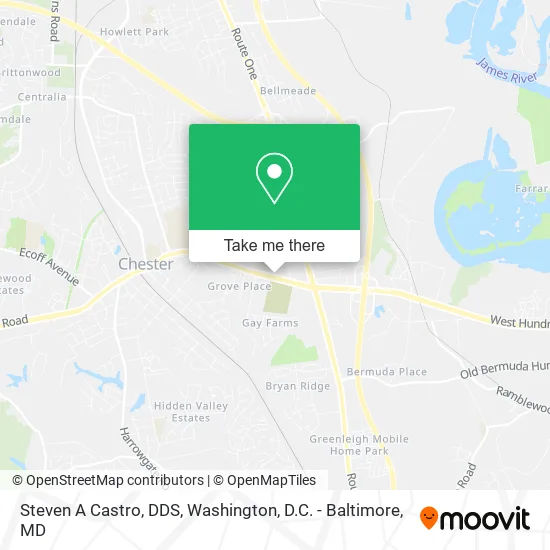 Steven A Castro, DDS map