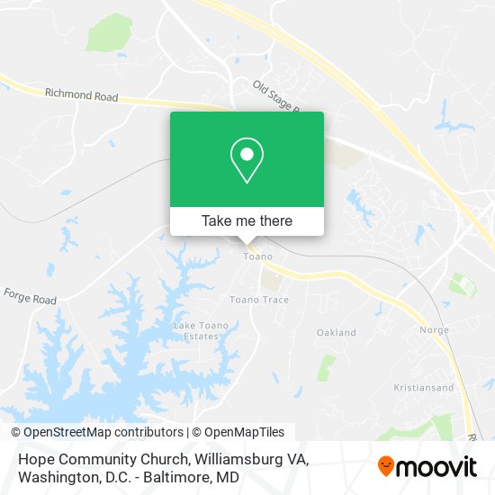 Hope Community Church, Williamsburg VA map
