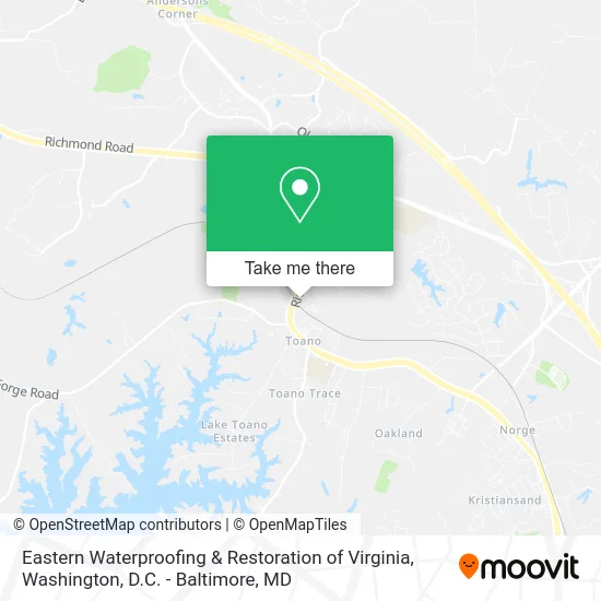 Eastern Waterproofing & Restoration of Virginia map