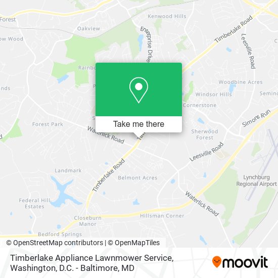 Mapa de Timberlake Appliance Lawnmower Service