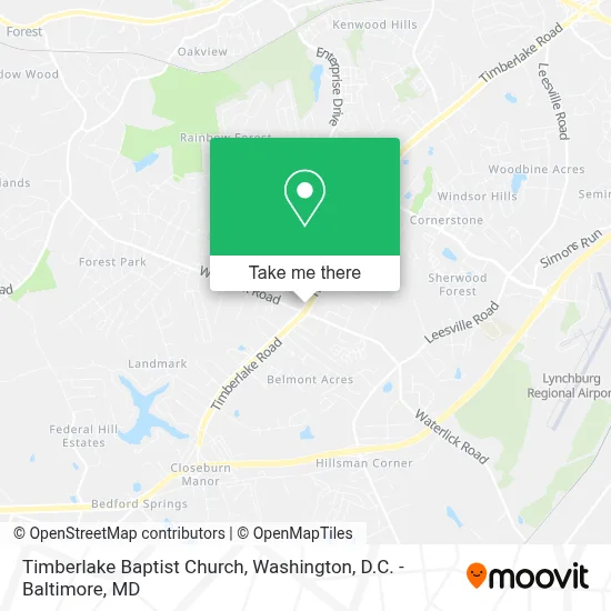 Timberlake Baptist Church map
