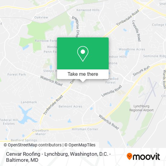 Cenvar Roofing - Lynchburg map