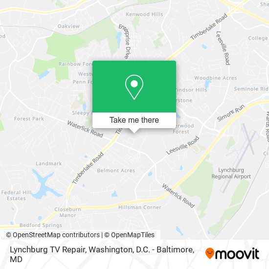 Mapa de Lynchburg TV Repair