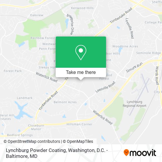 Mapa de Lynchburg Powder Coating