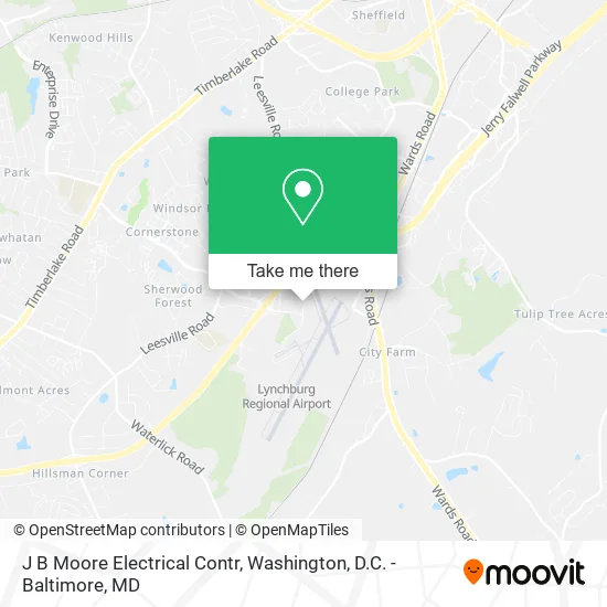 J B Moore Electrical Contr map