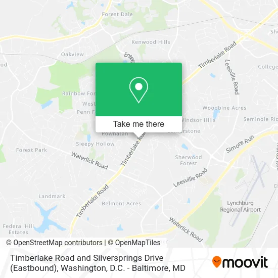 Timberlake Road and Silversprings Drive (Eastbound) map