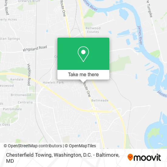 Chesterfield Towing map
