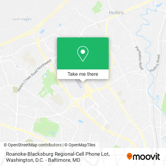 Mapa de Roanoke-Blacksburg Regional-Cell Phone Lot