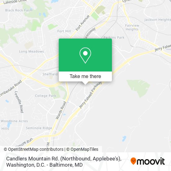 Candlers Mountain Rd. (Northbound, Applebee's) map