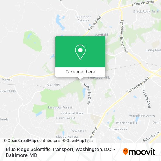 Blue Ridge Scientific Transport map