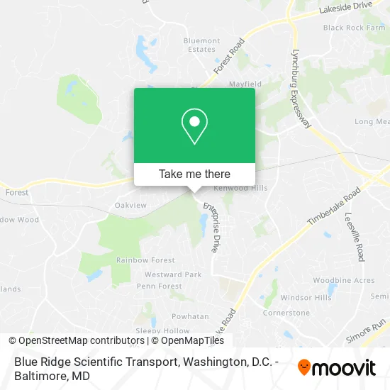 Blue Ridge Scientific Transport map