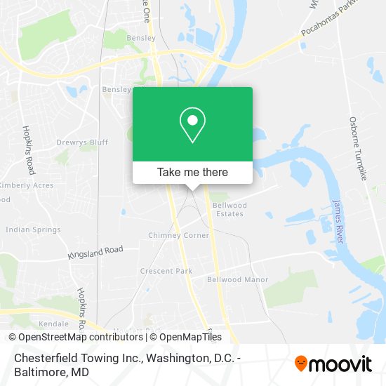 Mapa de Chesterfield Towing Inc.