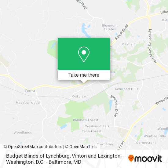 Budget Blinds of Lynchburg, Vinton and Lexington map