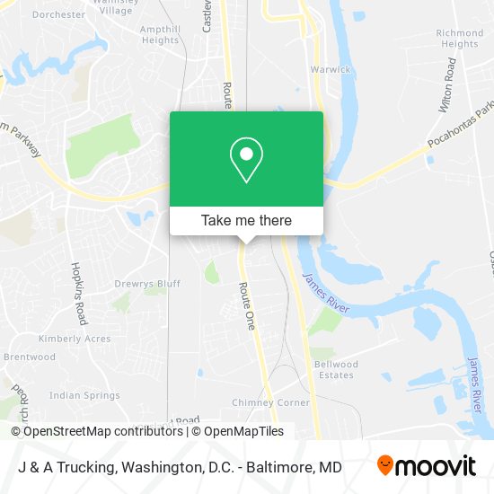 J & A Trucking map