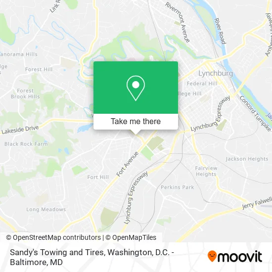 Sandy's Towing and Tires map