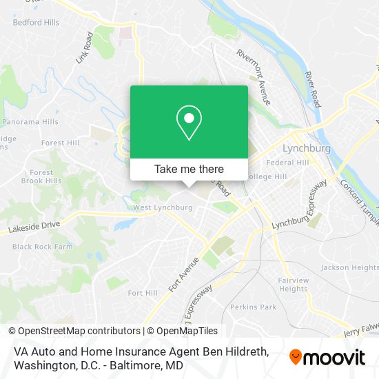 VA Auto and Home Insurance Agent Ben Hildreth map