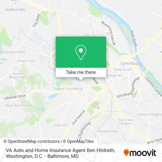 VA Auto and Home Insurance Agent Ben Hildreth map